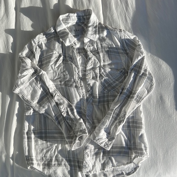 Rails - White & Grey Long Sleeve Flannel Button Down - Picture 1 of 8